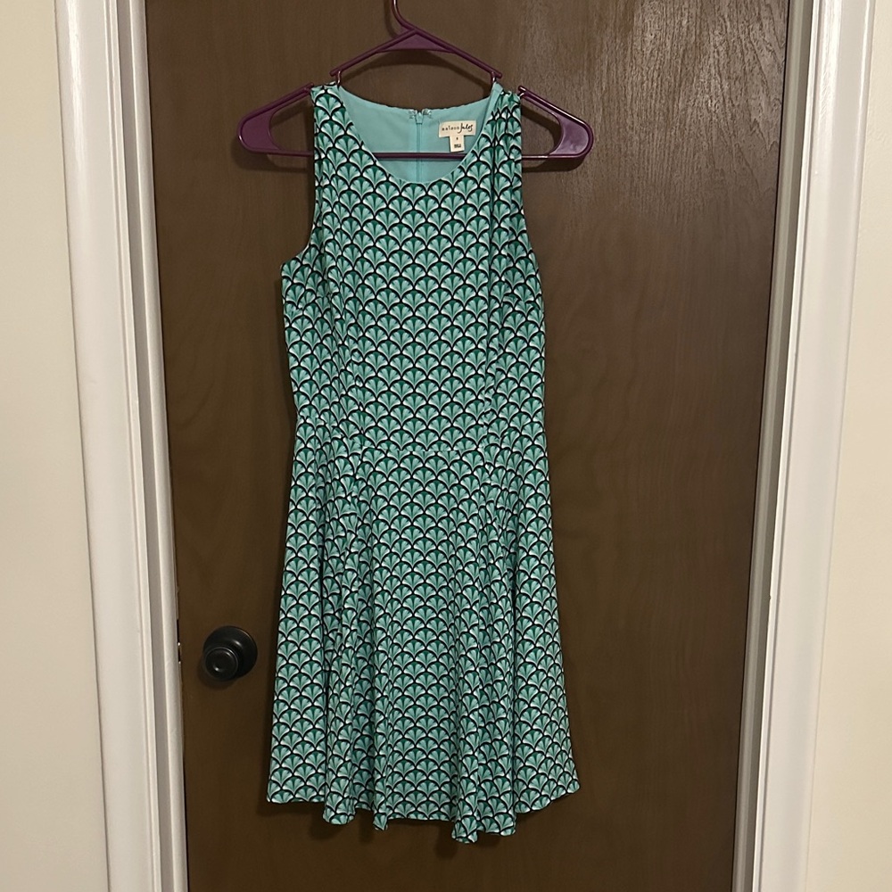 Maison Jules Teal Geometric Midi Dress